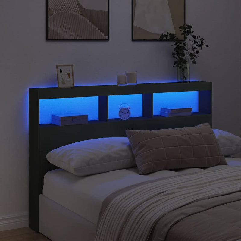 vidaXL fekete áthidalószekrény LED-világítással 160 x 17 x 102 cm