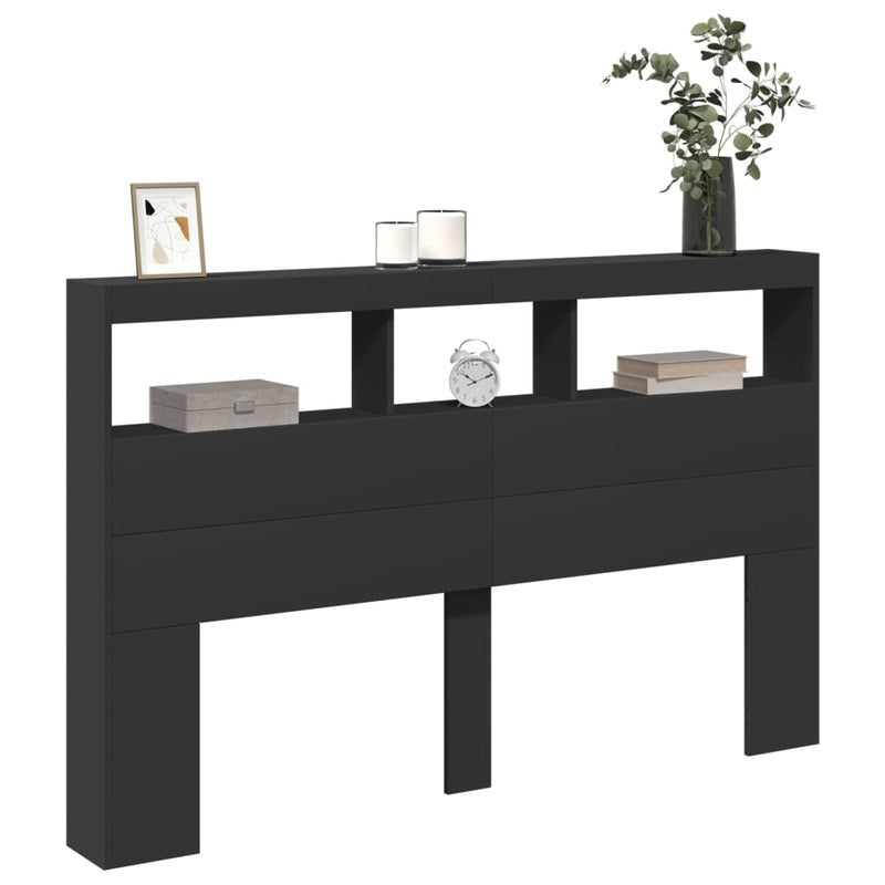 vidaXL fekete áthidalószekrény LED-világítással 160 x 17 x 102 cm