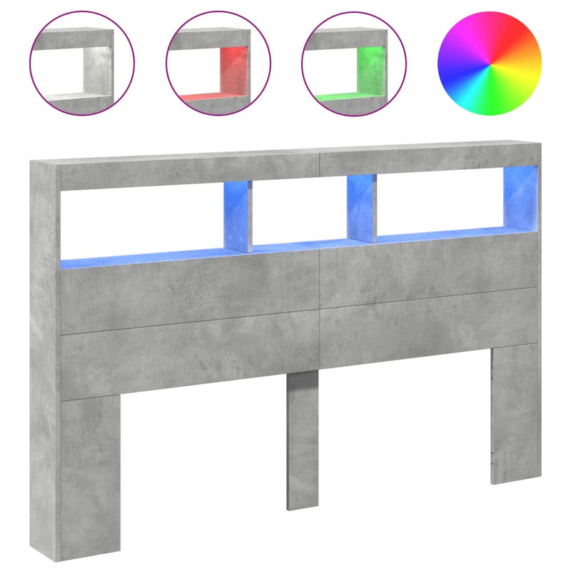 vidaXL betonszürke áthidalószekrény LED-világítással 160 x 17 x 102 cm