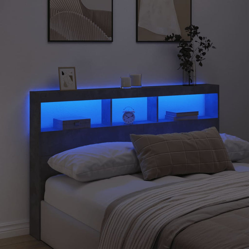 vidaXL betonszürke áthidalószekrény LED-világítással 160 x 17 x 102 cm