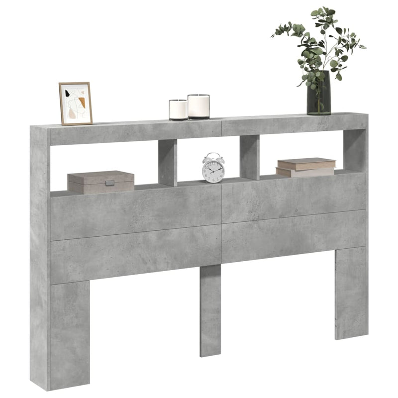 vidaXL betonszürke áthidalószekrény LED-világítással 160 x 17 x 102 cm
