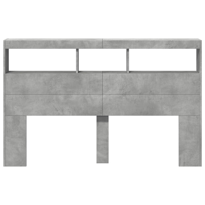 vidaXL betonszürke áthidalószekrény LED-világítással 160 x 17 x 102 cm