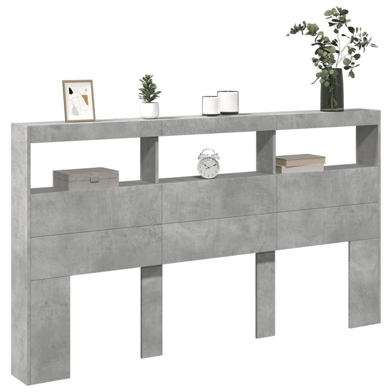 vidaXL betonszürke áthidalószekrény LED-világítással 180 x 17 x 102 cm