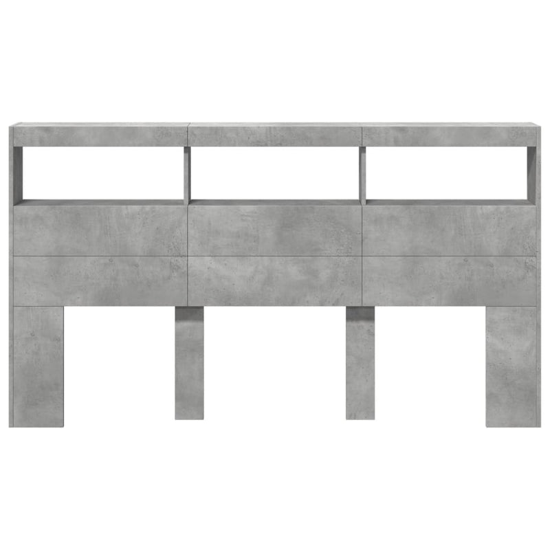 vidaXL betonszürke áthidalószekrény LED-világítással 180 x 17 x 102 cm