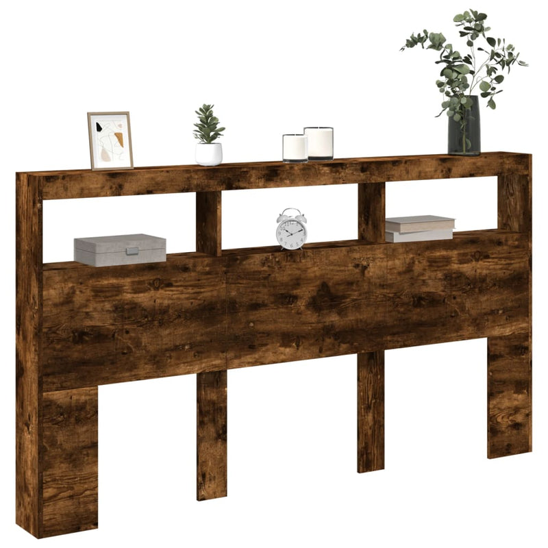 vidaXL füstös tölgy színű áthidalószekrény LED-ekkel 180x17x102 cm
