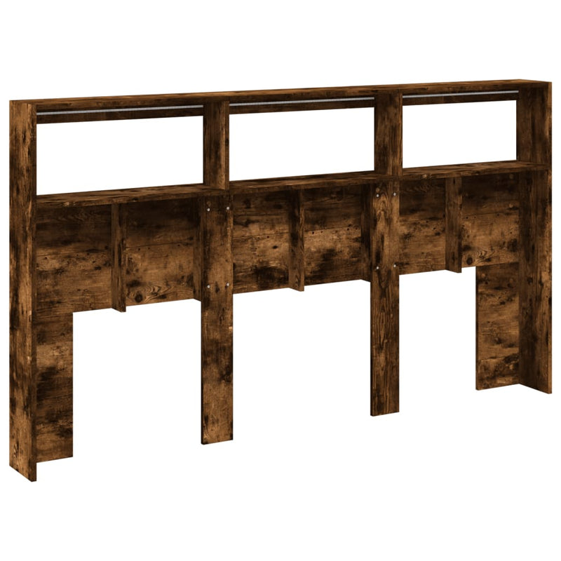vidaXL füstös tölgy színű áthidalószekrény LED-ekkel 180x17x102 cm