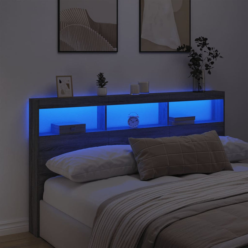 vidaXL szürke sonoma színű áthidalószekrény LED-ekkel 180 x 17 x 102cm