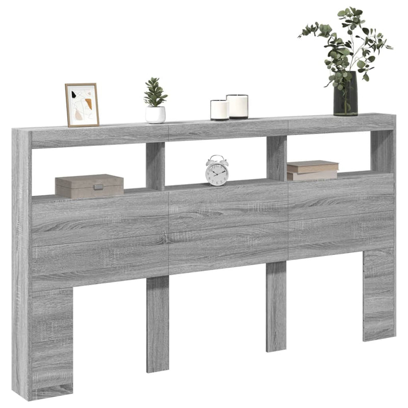 vidaXL szürke sonoma színű áthidalószekrény LED-ekkel 180 x 17 x 102cm