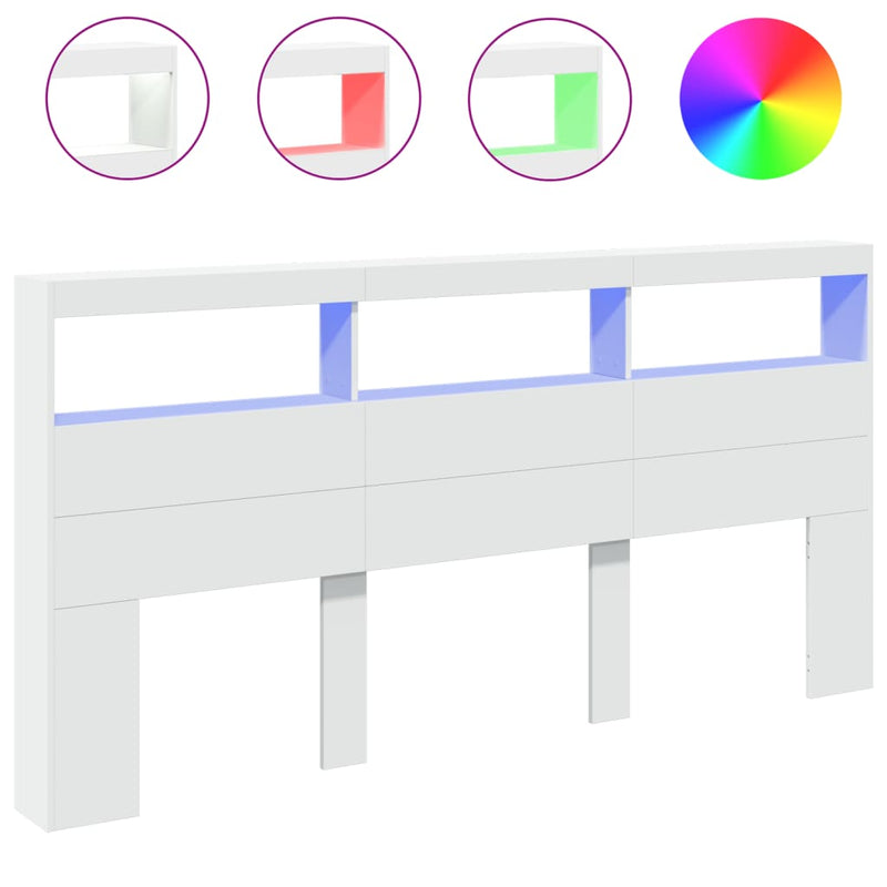 vidaXL fehér áthidalószekrény LED-világítással 200 x 17 x 102 cm