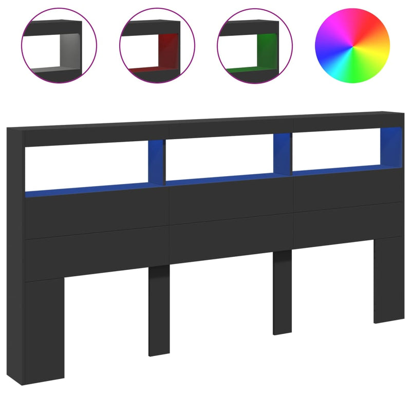 vidaXL fekete áthidalószekrény LED-világítással 200 x 17 x 102 cm