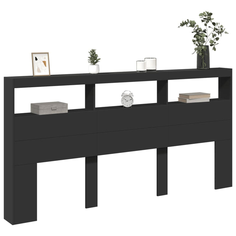 vidaXL fekete áthidalószekrény LED-világítással 200 x 17 x 102 cm