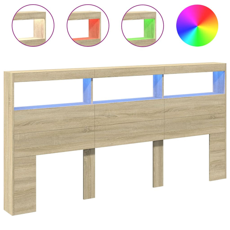 vidaXL sonoma tölgy színű áthidalószekrény LED-ekkel 200 x 17 x 102 cm