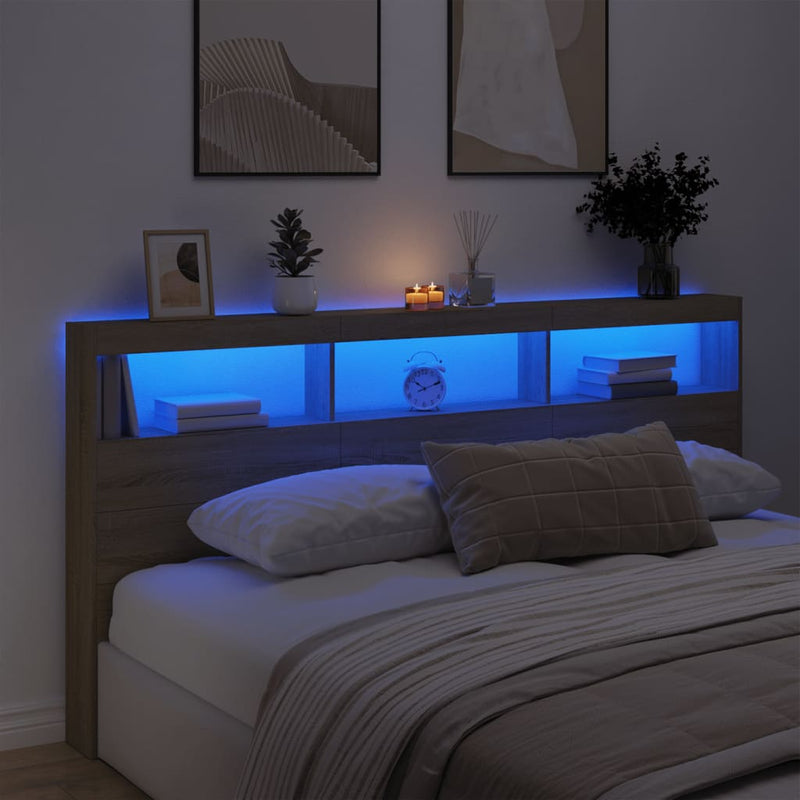 vidaXL sonoma tölgy színű áthidalószekrény LED-ekkel 200 x 17 x 102 cm