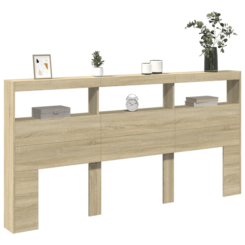 vidaXL sonoma tölgy színű áthidalószekrény LED-ekkel 200 x 17 x 102 cm