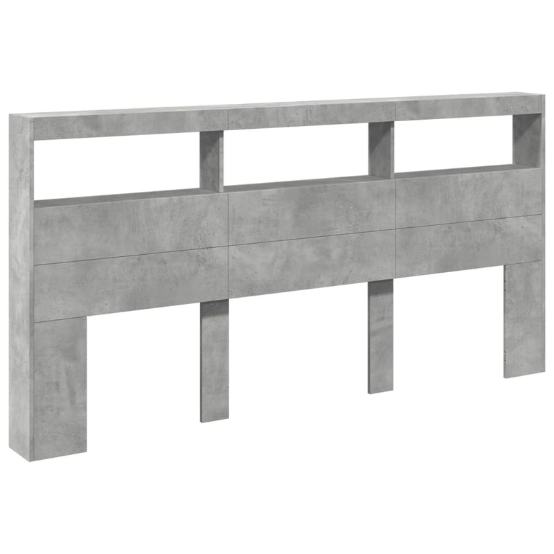 vidaXL betonszürke áthidalószekrény LED-világítással 200 x 17 x 102 cm