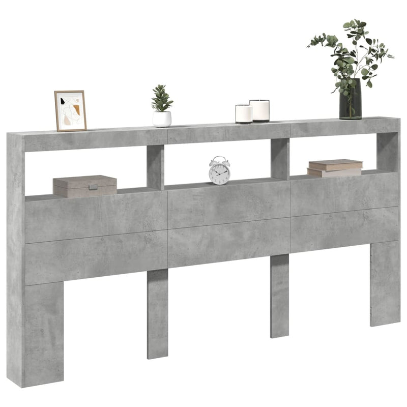 vidaXL betonszürke áthidalószekrény LED-világítással 200 x 17 x 102 cm
