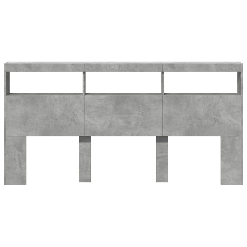 vidaXL betonszürke áthidalószekrény LED-világítással 200 x 17 x 102 cm