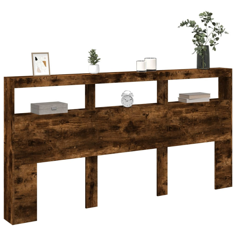 vidaXL füstös tölgy színű áthidalószekrény LED-ekkel 200 x 17 x 102 cm