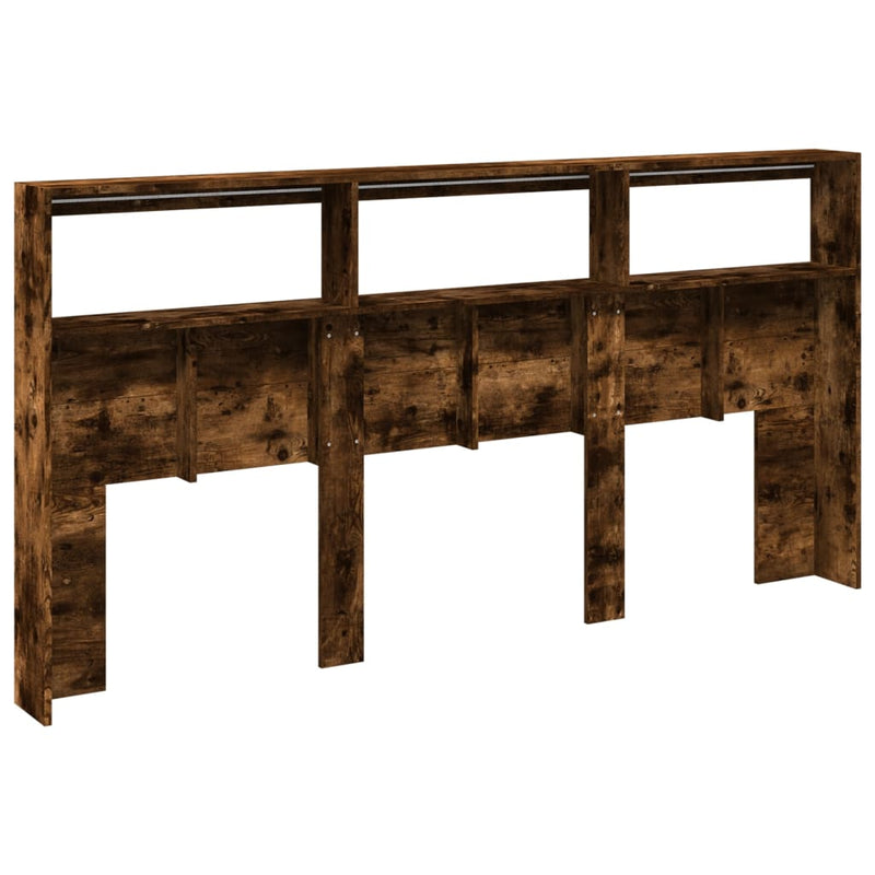 vidaXL füstös tölgy színű áthidalószekrény LED-ekkel 200 x 17 x 102 cm