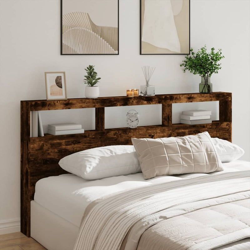 vidaXL füstös tölgy színű áthidalószekrény LED-ekkel 200 x 17 x 102 cm