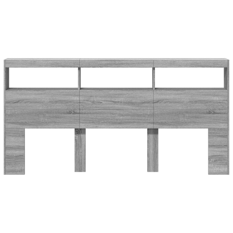 vidaXL szürke sonoma színű áthidalószekrény LED-ekkel 200 x 17 x 102cm