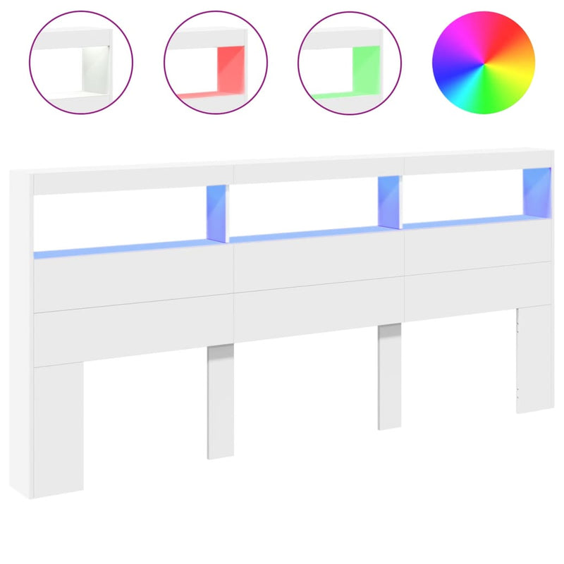 vidaXL fehér áthidalószekrény LED-világítással 220 x 17 x 102 cm