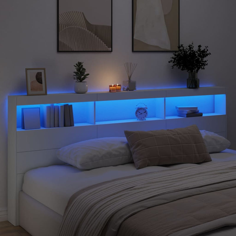 vidaXL fehér áthidalószekrény LED-világítással 220 x 17 x 102 cm