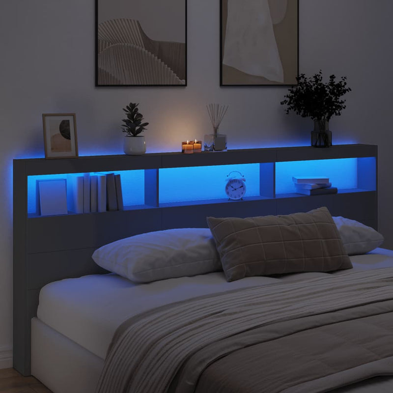 vidaXL fekete áthidalószekrény LED-világítással 220 x 17 x 102 cm