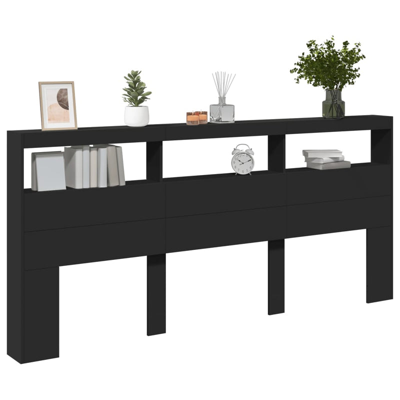 vidaXL fekete áthidalószekrény LED-világítással 220 x 17 x 102 cm