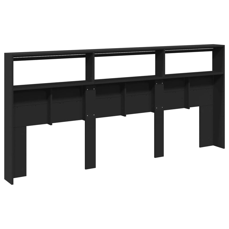 vidaXL fekete áthidalószekrény LED-világítással 220 x 17 x 102 cm