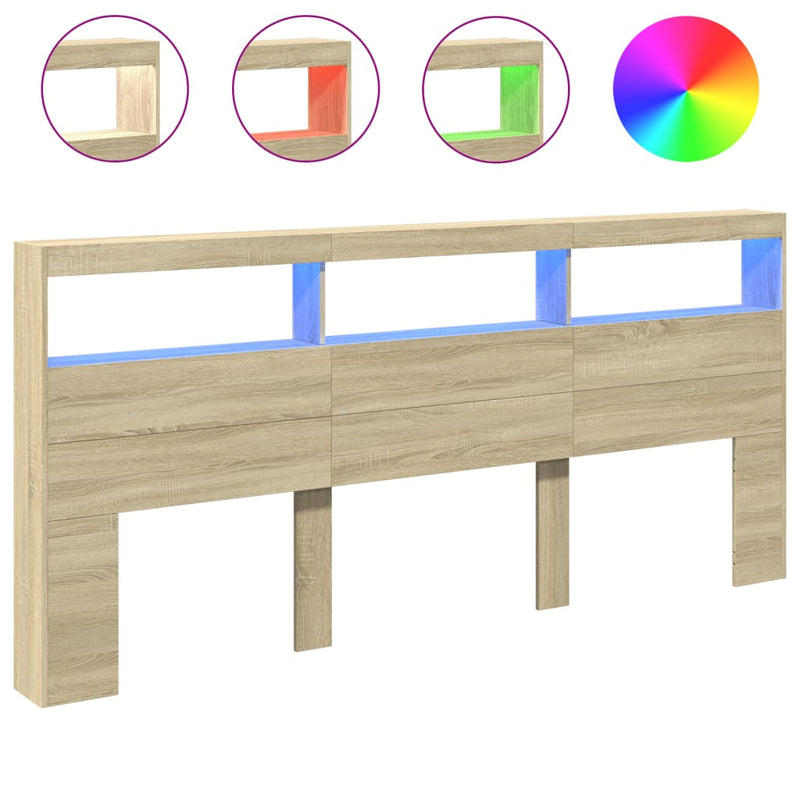 vidaXL sonoma tölgy színű áthidalószekrény LED-ekkel 220 x 17 x 102 cm