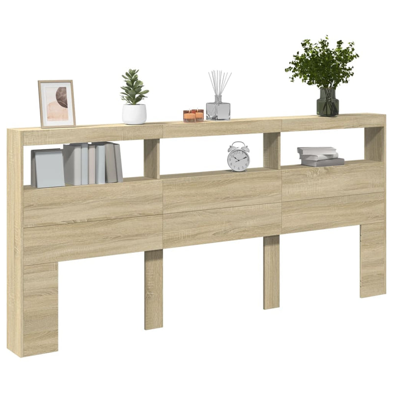 vidaXL sonoma tölgy színű áthidalószekrény LED-ekkel 220 x 17 x 102 cm