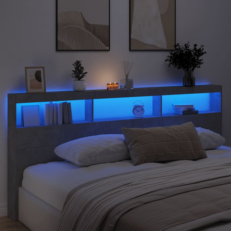 vidaXL betonszürke áthidalószekrény LED-világítással 220 x 17 x 102 cm
