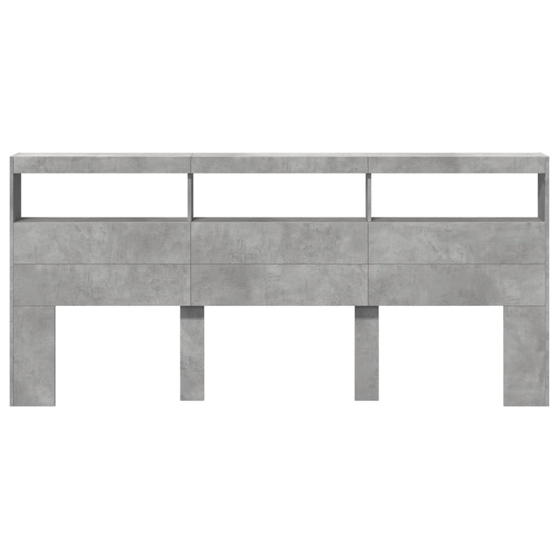 vidaXL betonszürke áthidalószekrény LED-világítással 220 x 17 x 102 cm