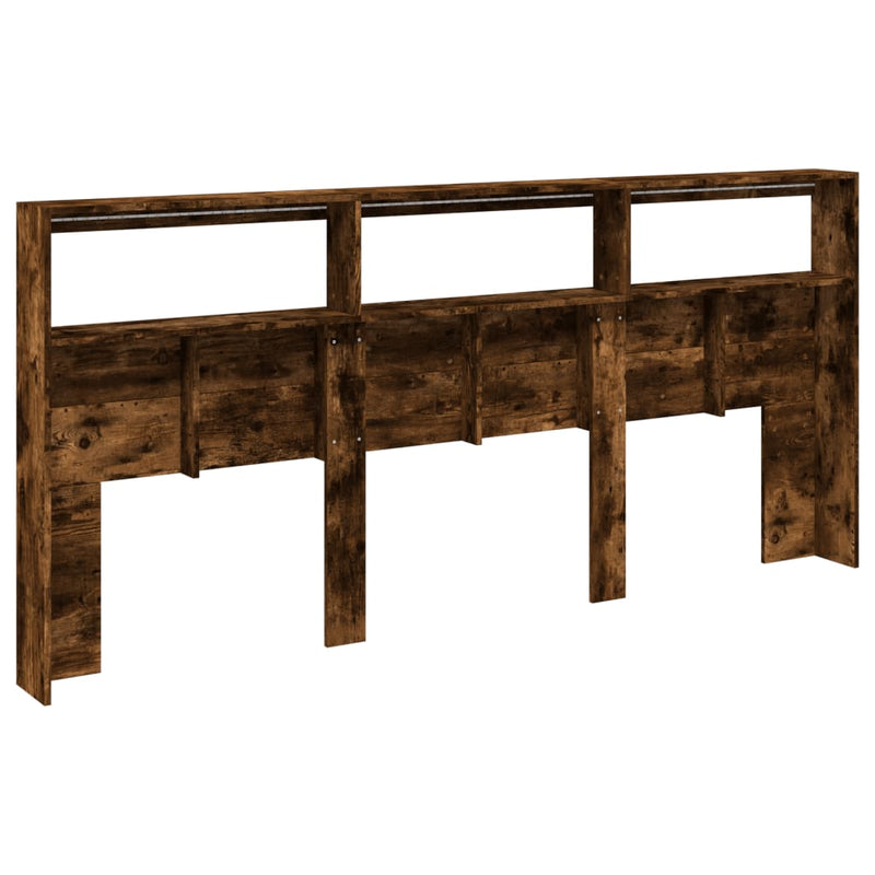 vidaXL füstös tölgy színű áthidalószekrény LED-ekkel 220x17x102 cm