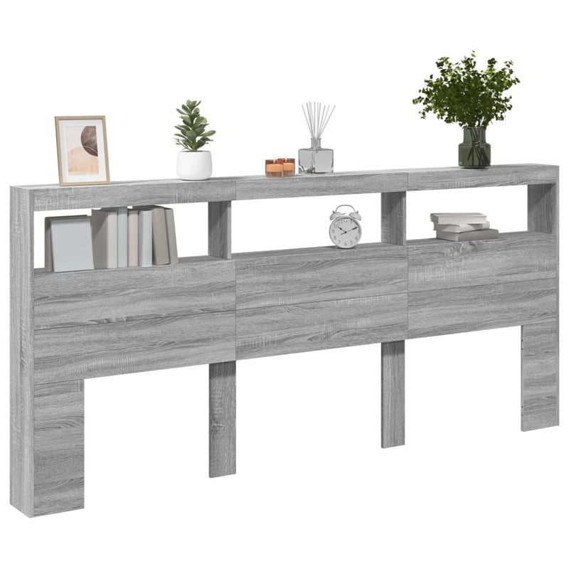 vidaXL szürke sonoma színű áthidalószekrény LED-ekkel 220 x 17 x 102cm