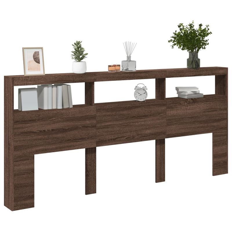 vidaXL barna tölgy színű áthidalószekrény LED-ekkel 220 x 17 x 102 cm