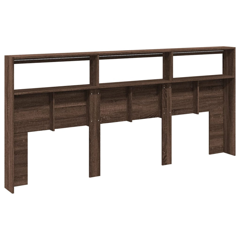 vidaXL barna tölgy színű áthidalószekrény LED-ekkel 220 x 17 x 102 cm