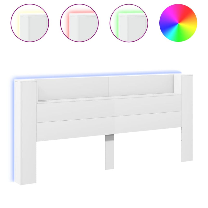 vidaXL fehér áthidalószekrény LED-világítással 220 x 16,5 x 103,5 cm