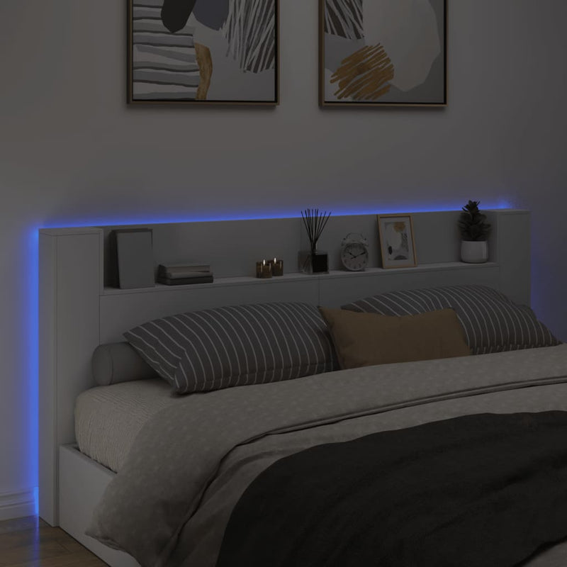 vidaXL fehér áthidalószekrény LED-világítással 220 x 16,5 x 103,5 cm