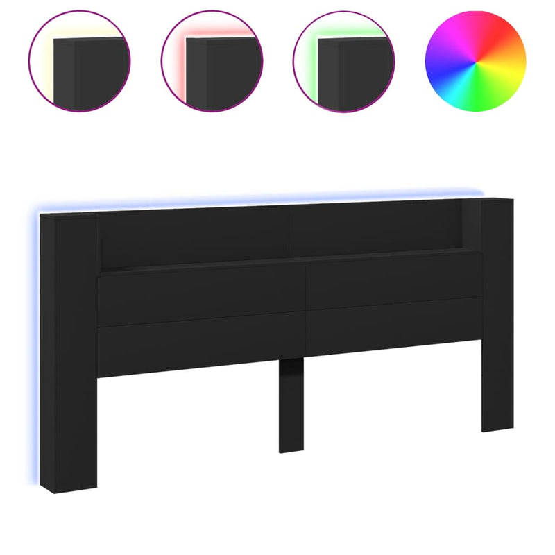 vidaXL fekete áthidalószekrény LED-világítással 220 x 16,5 x 103,5 cm