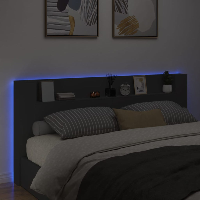 vidaXL fekete áthidalószekrény LED-világítással 220 x 16,5 x 103,5 cm