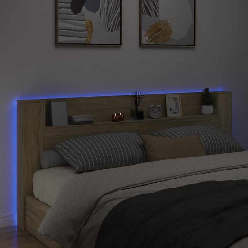 vidaXL sonoma tölgy színű áthidalószekrény LED-ekkel 220x16,5x103,5 cm