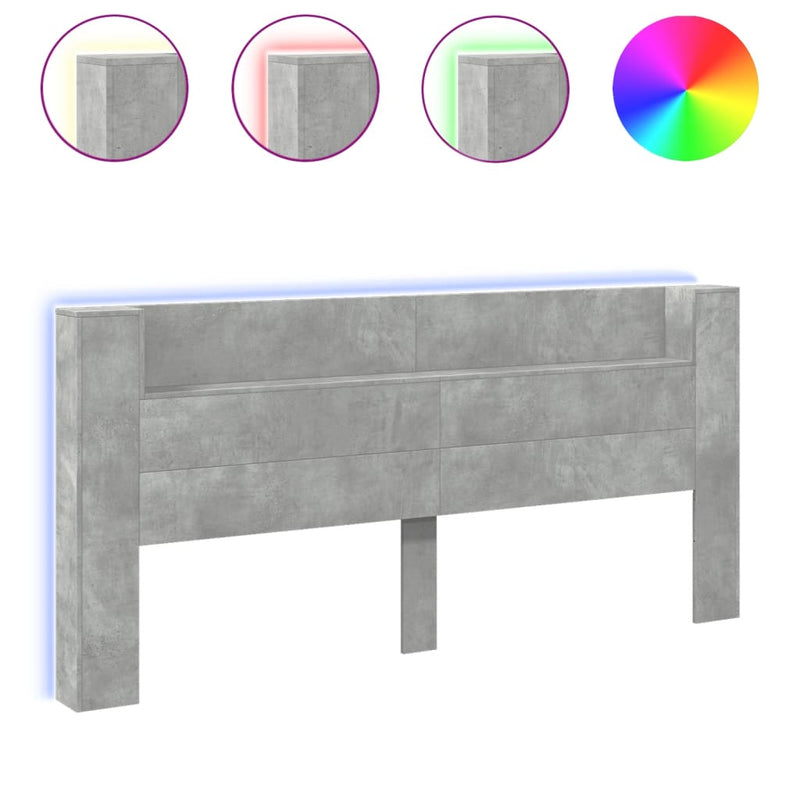vidaXL betonszürke áthidalószekrény LED-világítással 220x16,5x103,5 cm