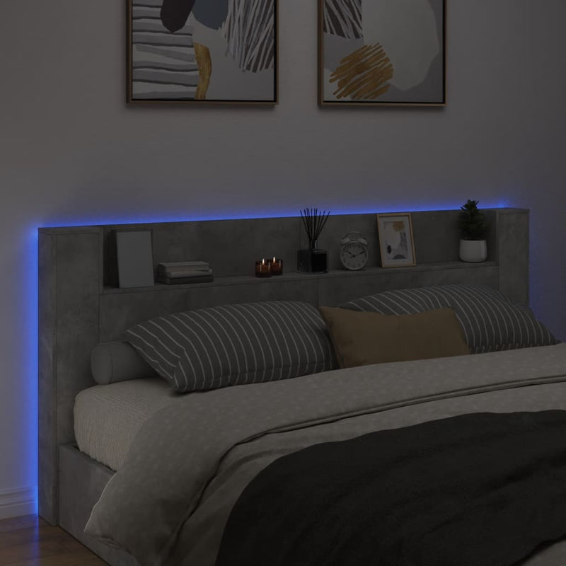 vidaXL betonszürke áthidalószekrény LED-világítással 220x16,5x103,5 cm