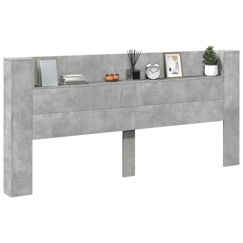 vidaXL betonszürke áthidalószekrény LED-világítással 220x16,5x103,5 cm