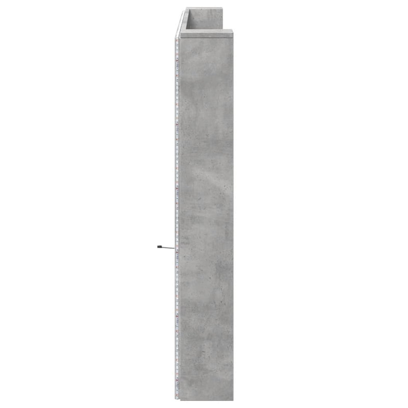 vidaXL betonszürke áthidalószekrény LED-világítással 220x16,5x103,5 cm