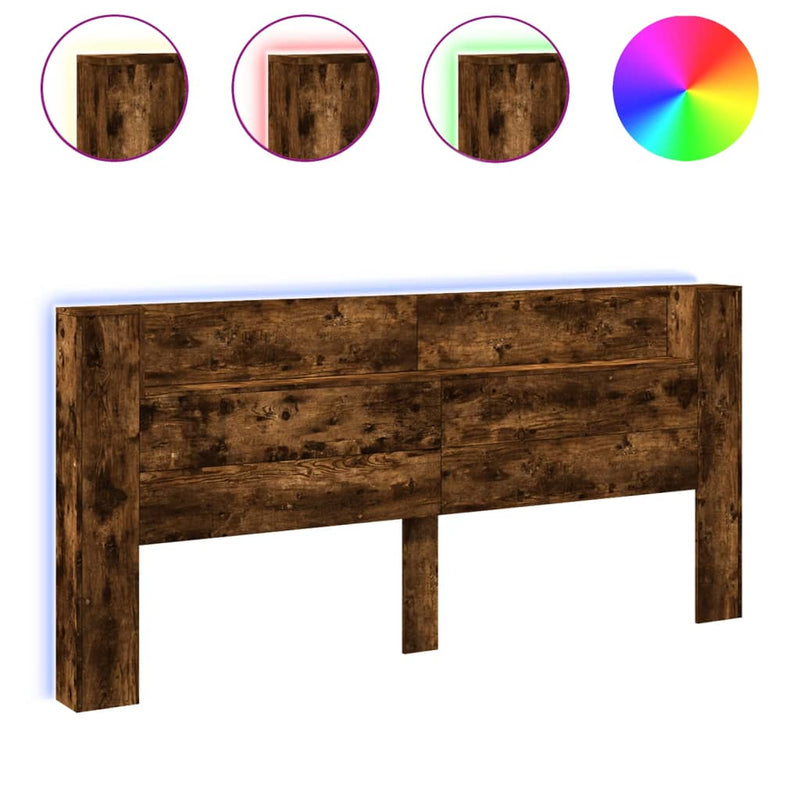 vidaXL füstös tölgy színű áthidalószekrény LED-ekkel 220x16,5x103,5 cm