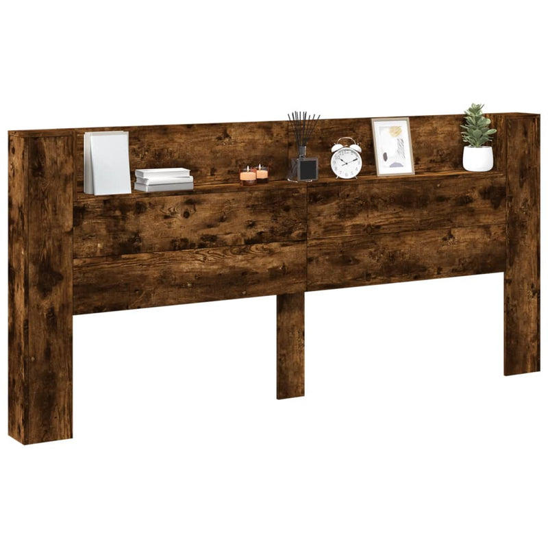 vidaXL füstös tölgy színű áthidalószekrény LED-ekkel 220x16,5x103,5 cm