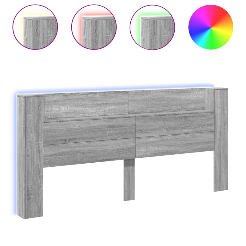 vidaXL szürke sonoma színű áthidalószekrény LED-ekkel 220x16,5x103,5cm